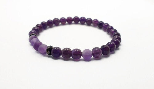 Amethyst Beaded Bracelet - Natural 6mm Gemstone Jewelry With Matt Frosted Beads