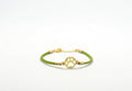 Gold Plated Dog Bracelet – 18K Silver Paw Print Charm With Green Leather Wrap
