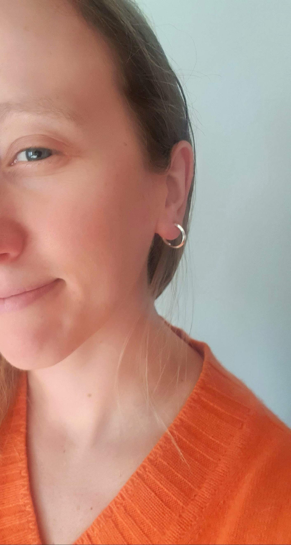Minimalist Half Open Hoops Sterling Silver Stud Earrings, Gemometric Triangle Circles Earrings