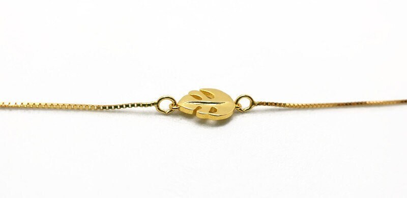 Gold Plated Leaf Bracelet – Minimalist Silver Jewelry With Adjustable Box Chain