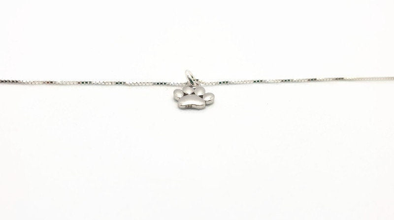 Paw Print Necklace Sterling Silver | Pet Memorial Jewelry Gift With Dog Paw Pendant