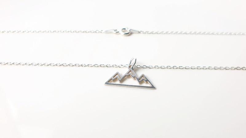 Sterling Silver Necklace – Minimalist Mountain Charm Pendant | Hiking Jewelry Gift