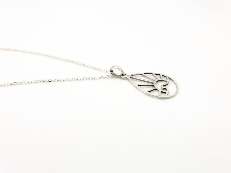 Sterling Silver Necklace – Boho Sun Necklace With Wave Pendant Jewelry & Sunburst Design