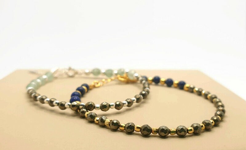 Aventurine Hematite Bracelet – Handcrafted Beaded Natural Gemstone Wrist Accessory