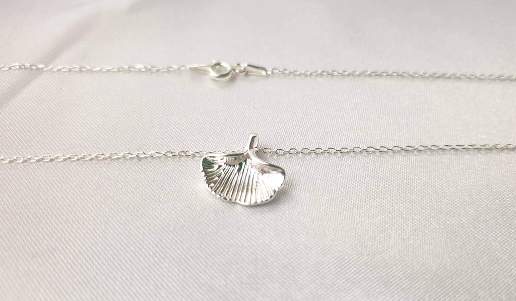 Ginkgo Leaf Necklace - Sterling Silver Pendant, Lucky Charm Jewelry Gift