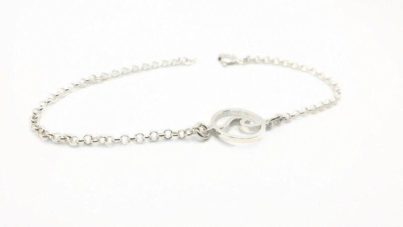 Sterling Silver Wave Bracelet – Adjustable Rolo Chain | Nautical Jewelry Gift