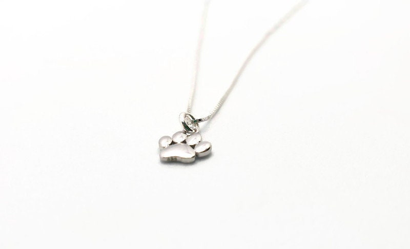 Paw Print Necklace Sterling Silver | Pet Memorial Jewelry Gift With Dog Paw Pendant