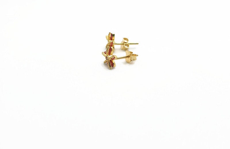 Gold Plated Starfish Earrings – Orange CZ Studs | Boho Jewelry, Beach Inspired