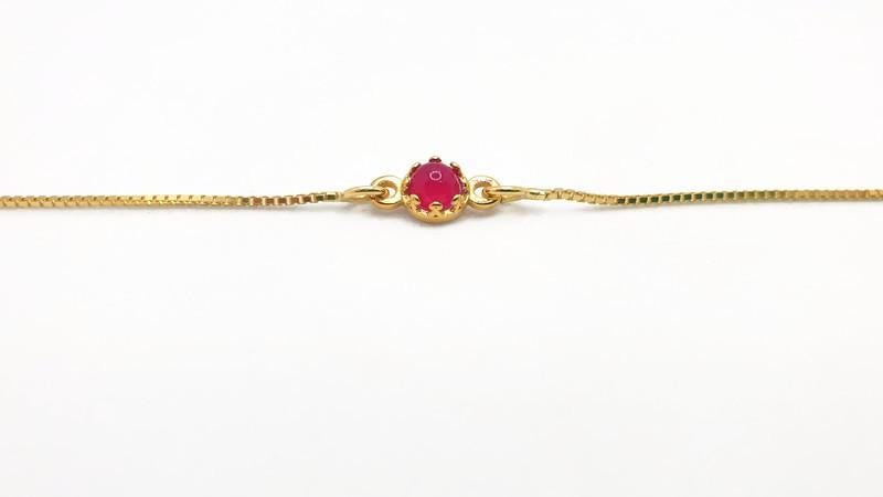 Aventurine Gemstone Bracelet – Gold Plated Chain With Pink Agate Bead