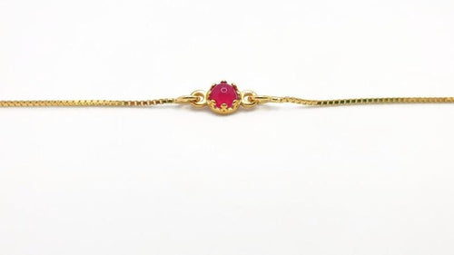 Aventurine Gemstone Bracelet – Gold Plated Chain With Pink Agate Bead