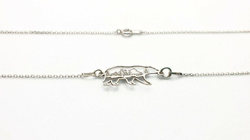 Bear Totem Necklace Sterling Silver - Mountain Jewelry Adventure Pendant