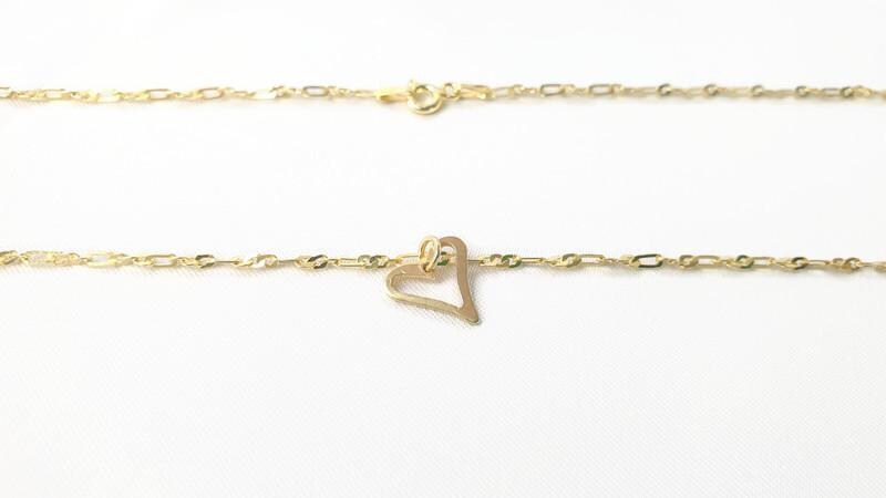 Heart Gold Plated Silver Pendanr Necklace, Delicate Romantic love Gift for Her