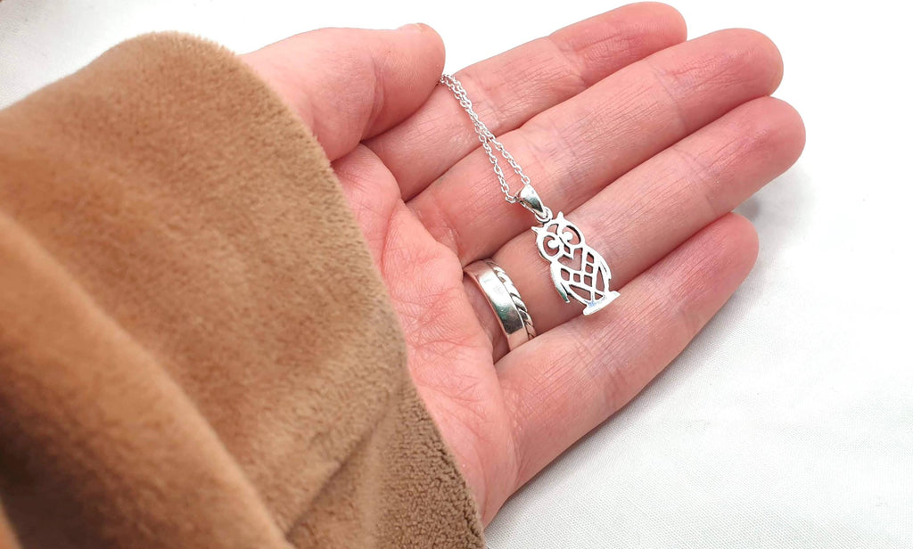 925 Sterling Silver Owl bird necklace, Wisdom Pendant Necklace, Forest Inspired Jewelry