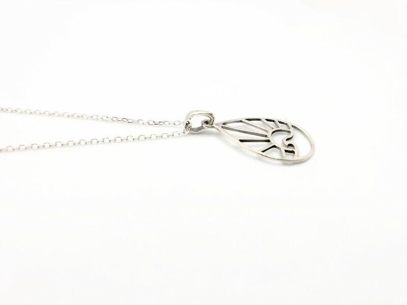 Sterling Silver Necklace – Boho Sun Necklace With Wave Pendant Jewelry & Sunburst Design