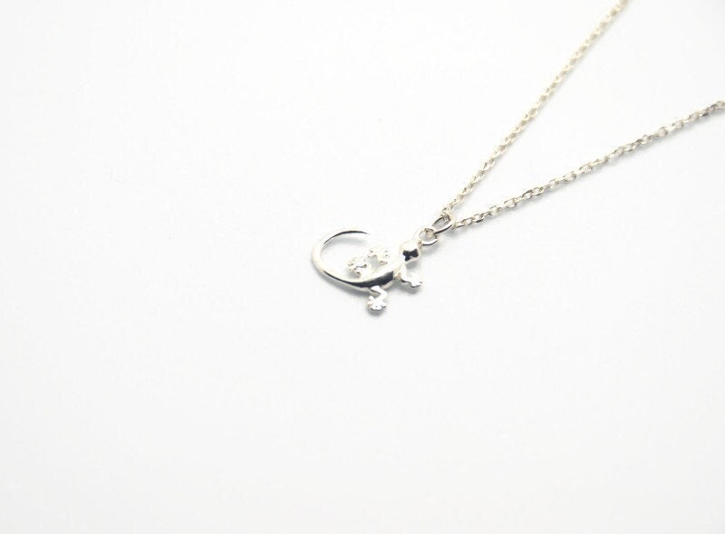 Sterling Silver Necklace | Gecko Silver Jewelry With Lizard Charm Pendant