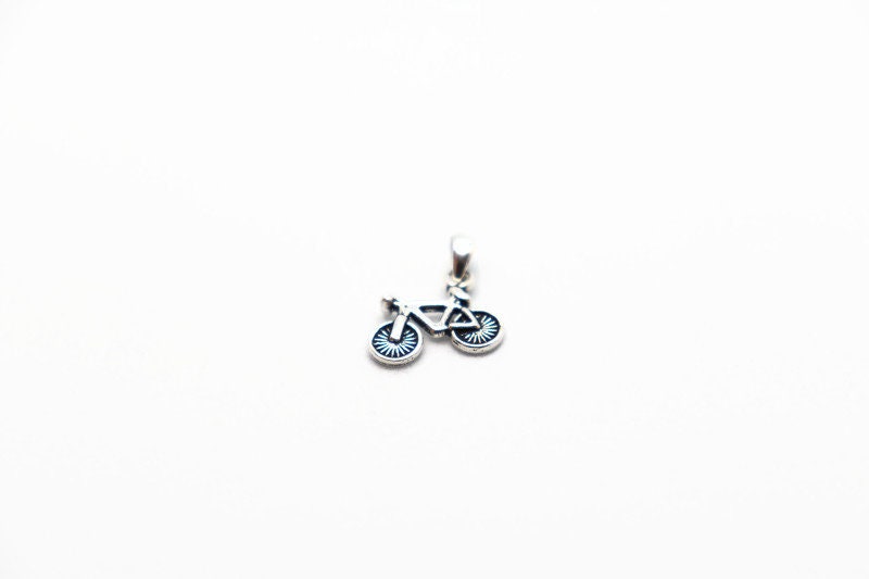 Bike Necklace Silver | Dainty Layered Necklace With Bicycle Charm Pendant & Cycling Jewelry Gift