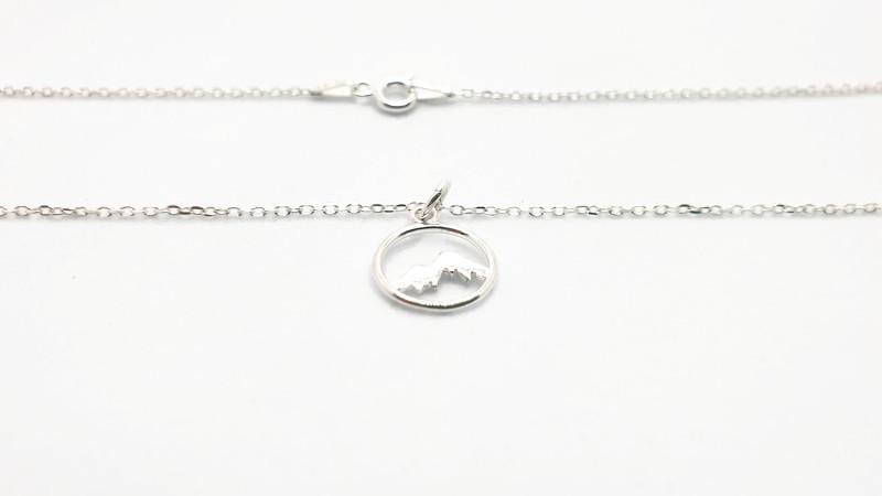 Mountain Necklace Silver - Minimalist Mountain Jewelry Pendant on Cable Chain