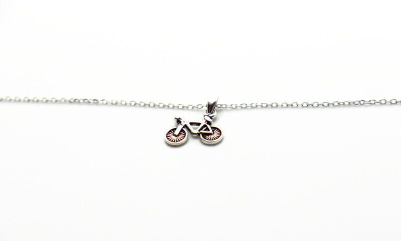 Bike Necklace Silver | Dainty Layered Necklace With Bicycle Charm Pendant & Cycling Jewelry Gift