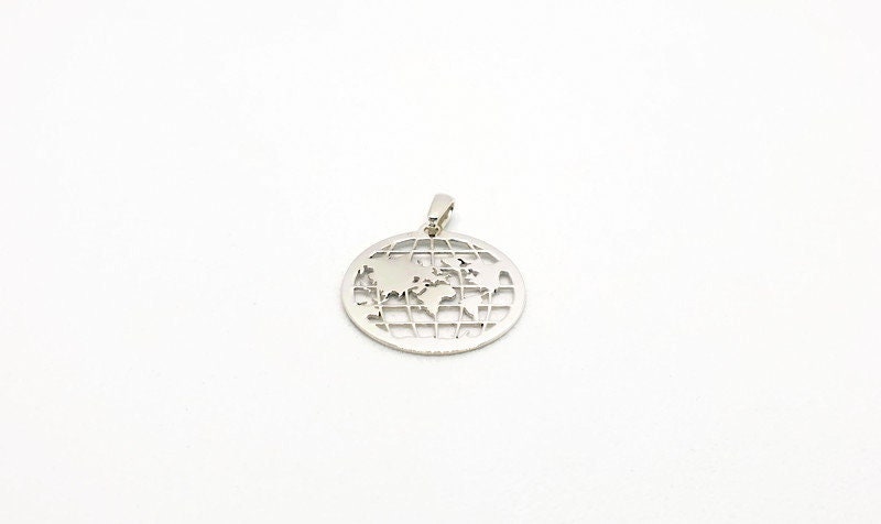 Sterling Silver Necklace – Globe Pendant Travel Jewelry With 925 Silver Chain