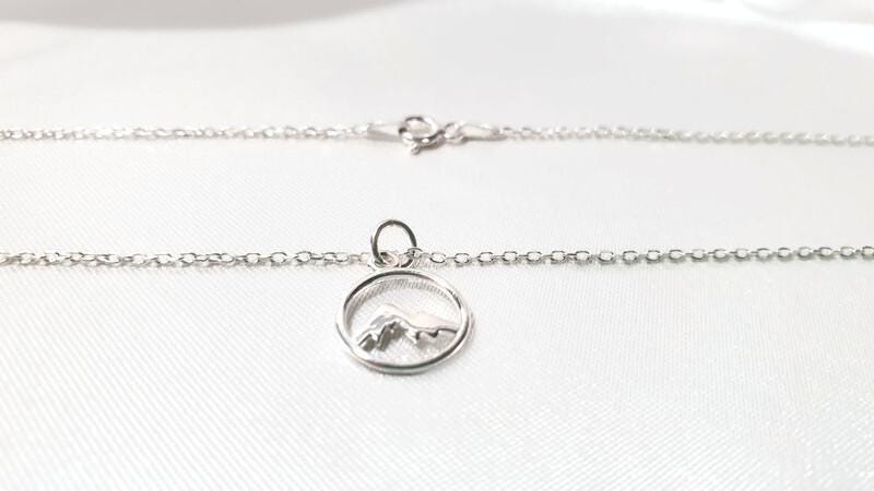 Mountain Necklace Silver - Minimalist Mountain Jewelry Pendant on Cable Chain