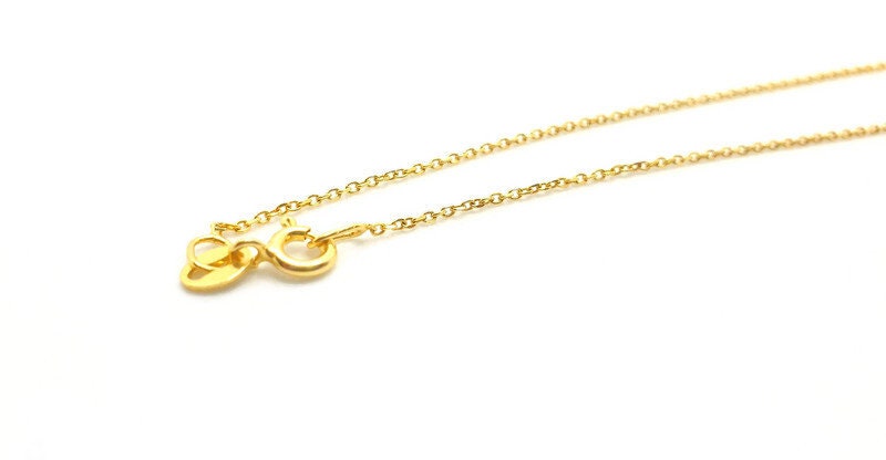 Gold Plated Silver Crescent Moon Necklace - Rolo Chain