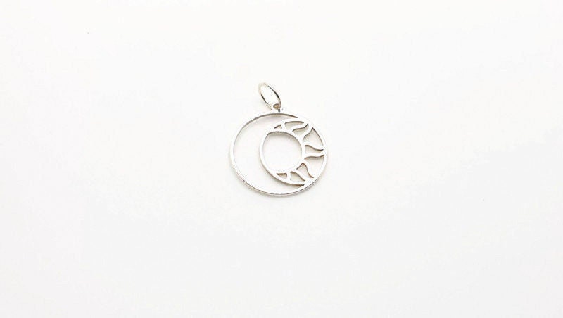 The Moon and The Sun Sterling Silver Pendant Necklace, Lunar Celestial Jewelry
