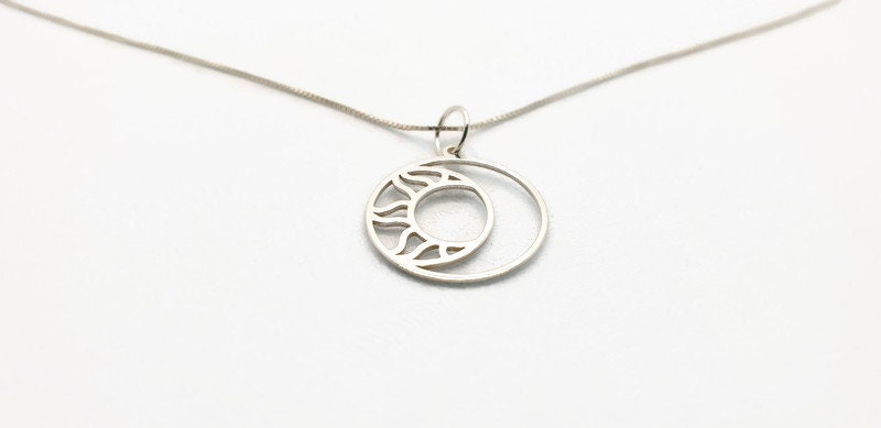 The Moon and The Sun Sterling Silver Pendant Necklace, Lunar Celestial Jewelry