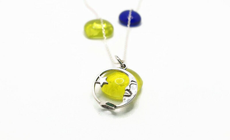 Sterling Silver Moon and Star Pendant Necklace: Celestial Jewelry