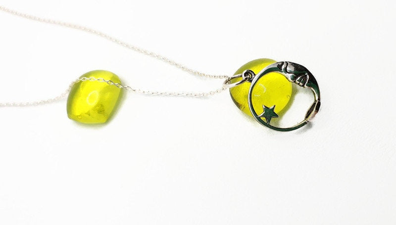 Sterling Silver Moon and Star Pendant Necklace: Celestial Jewelry