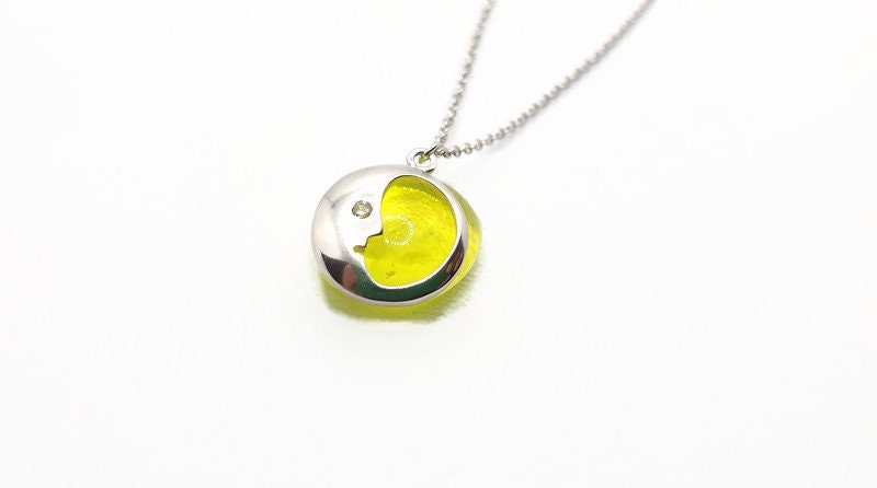 Sterling Silver Moon Face Pendant Necklace: Celestial Jewelry