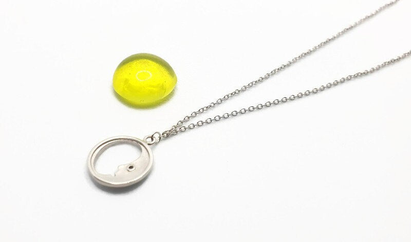 Sterling Silver Moon Face Pendant Necklace: Celestial Jewelry