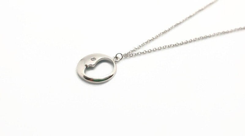 Sterling Silver Moon Face Pendant Necklace: Celestial Jewelry