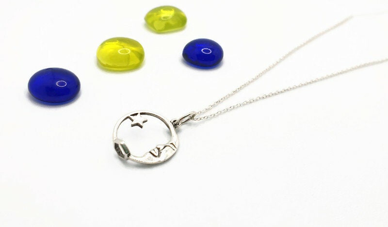 Sterling Silver Moon and Star Pendant Necklace: Celestial Jewelry