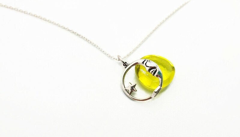 Sterling Silver Moon and Star Pendant Necklace: Celestial Jewelry