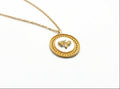Gold Plated Silver Bee Necklace: White Enamel Circle Pendant