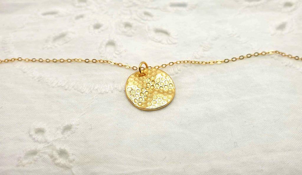 Gold Plated Honeycomb Bee Necklace: Cubic Zirconia Charm