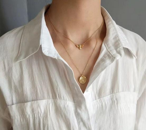 Gold Plated Honeycomb Bee Necklace: Cubic Zirconia Charm