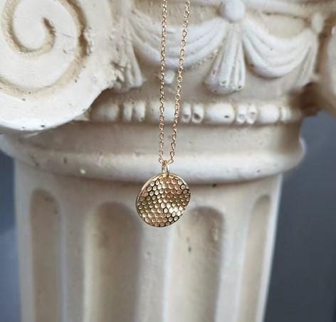 Gold Plated Honeycomb Bee Necklace: Cubic Zirconia Charm