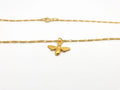 Gold Plated Bee Pendant Necklace: Figaro Chain Honeybee Jewelry