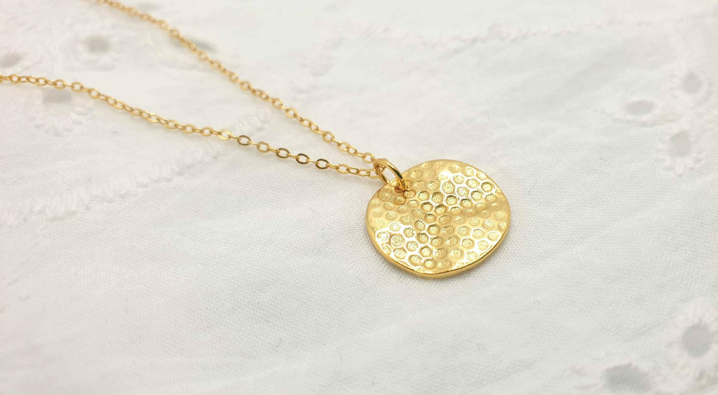 Gold Plated Honeycomb Bee Necklace: Cubic Zirconia Charm