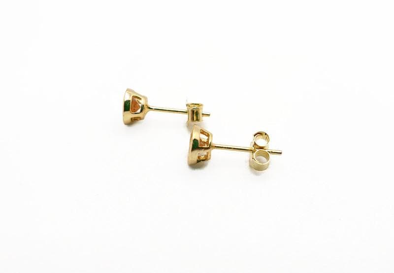 Peach Cubic Zirconia Stud Earrings: Gold Plated Silver, Dainty Circle