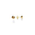 Peach Cubic Zirconia Stud Earrings: Gold Plated Silver, Dainty Circle