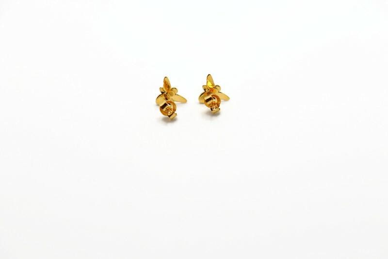 Gold Plated Bee Studs, honeybee nature inspired jewelry, buzzing jewelry