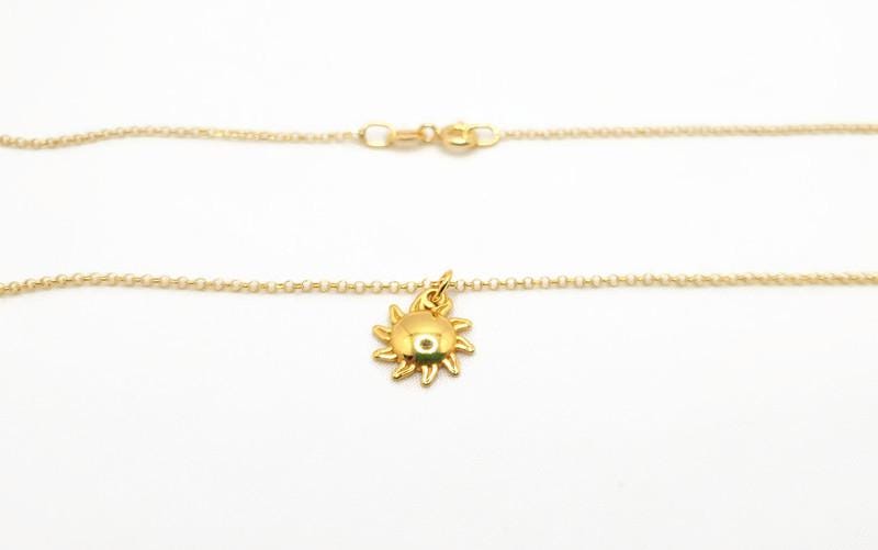 Sun Star Pendant Necklace in Gold Plated Silver, Celestial Jewelry, Sun Charm with gold plated chain