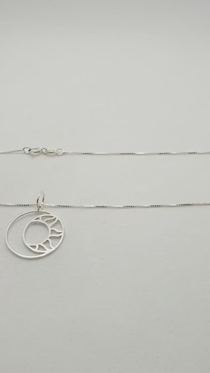 The Moon and The Sun Sterling Silver Pendant Necklace, Lunar Celestial Jewelry