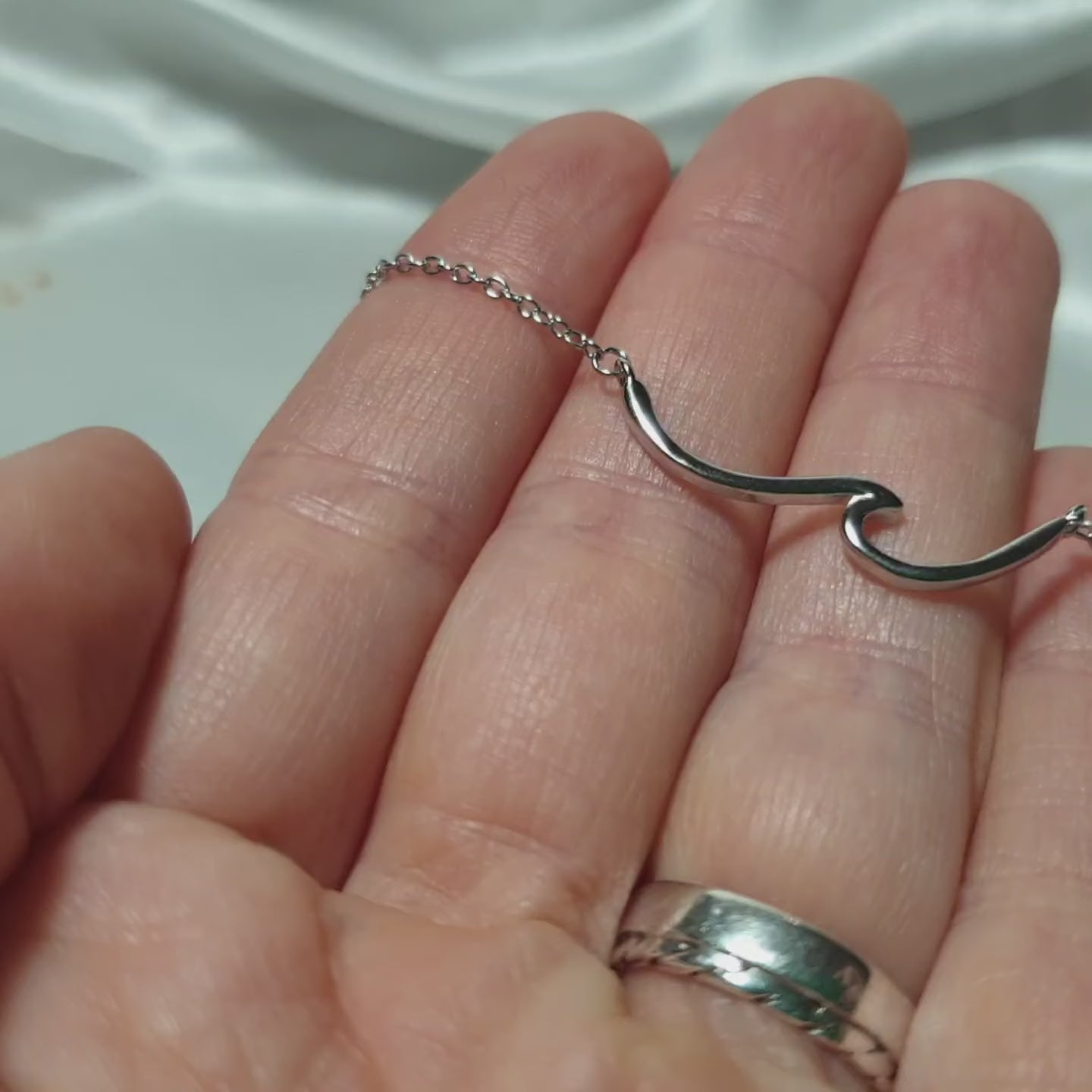 Dainty Wave Necklace- Sea Wave Chain Sea Inspired Jewelry in Sterling Silver, Wave Ocean Beach Summer Surf Pendant
